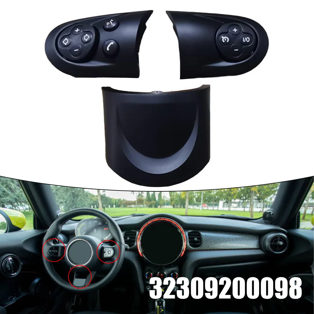 Steering Wheel Volume Button Cover Set For For Mini For Cooper R55 R56 R57 R58 R59 R60 R61 32306794628 32309200098 Black ABS
