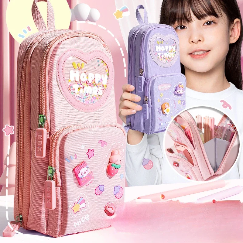 3D Schoolbag-Shaped Pencil Pouch for Girls Boys Kids ,Big Capacity Pen and Pencil Stationery Organizer Bag with Zippers