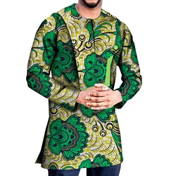African Shirt for Men Long Sleeve African Dashiki Shirt African Print Men's Cotton Shirts Tops African Clothes WYN1222