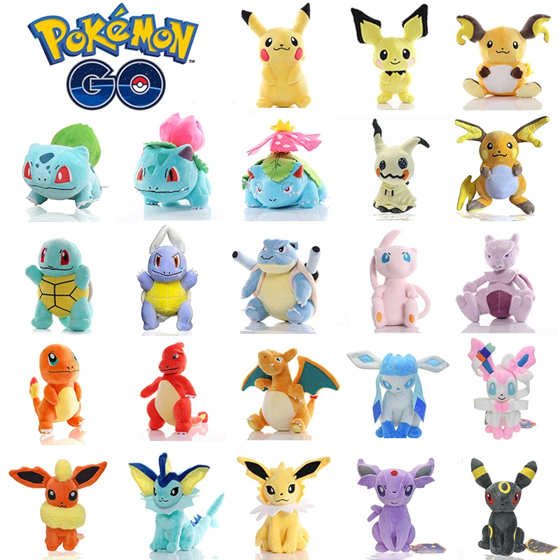 

20cm Cute Pokemon Pikachu Blastoise Venusaur Doll Pokémon Wartortle Mewtow Plush Toy Anime Pichu Mimikyu Plushie Children's Toys