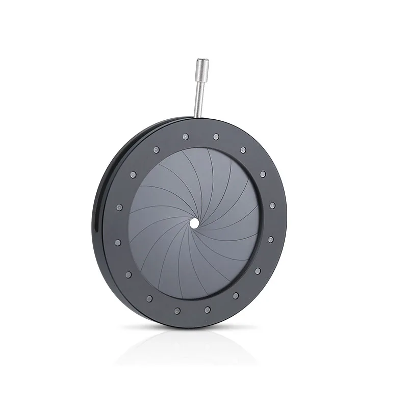 Novo módulo de abertura 2.5-36mm, regulador de luz condensador de diafragma de íris integrado, 14 lâminas para microscópio de câmera digital