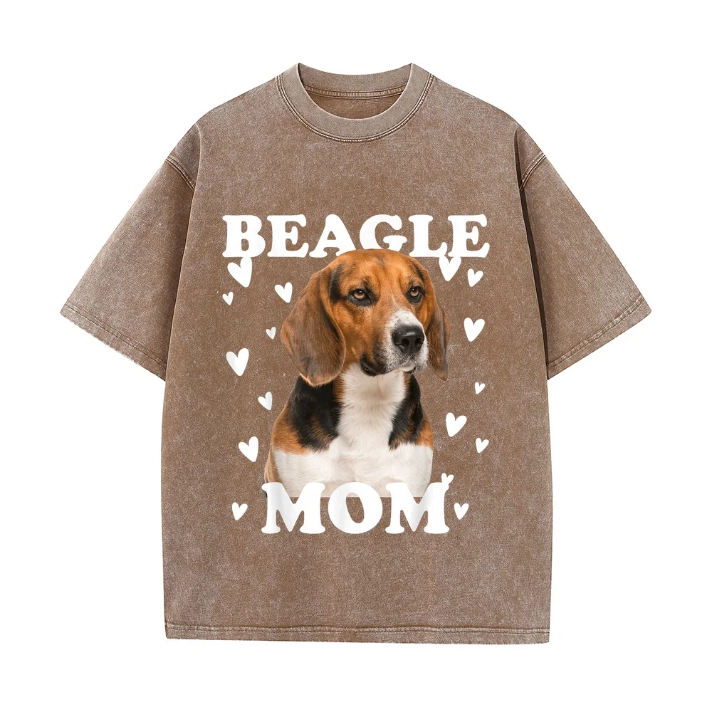 Beagle Mama Mother's Day Mother Mummy Mum Mommy T-Shirt Футболка Y2k Gift Men Casual Print Round Neck Cotton T Shirt Dog Dad