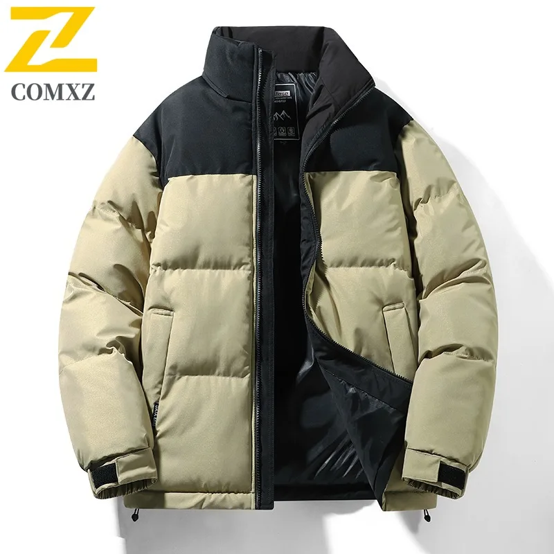 

COMXZ Men Cotton Padded Jacket 2025 New Trendy Minimalist Windproof Cold Proof Warm Ski Bread Jacket Classic Streetwear Coat