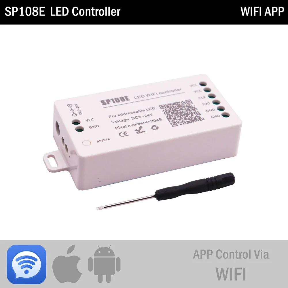 WS2812B WS2811 ledストリップライトbluetooth/音楽/wifiピクセルコントローラSP105E SP107E SP108E SP110E SP511E SP601E SP602E DC5-24V