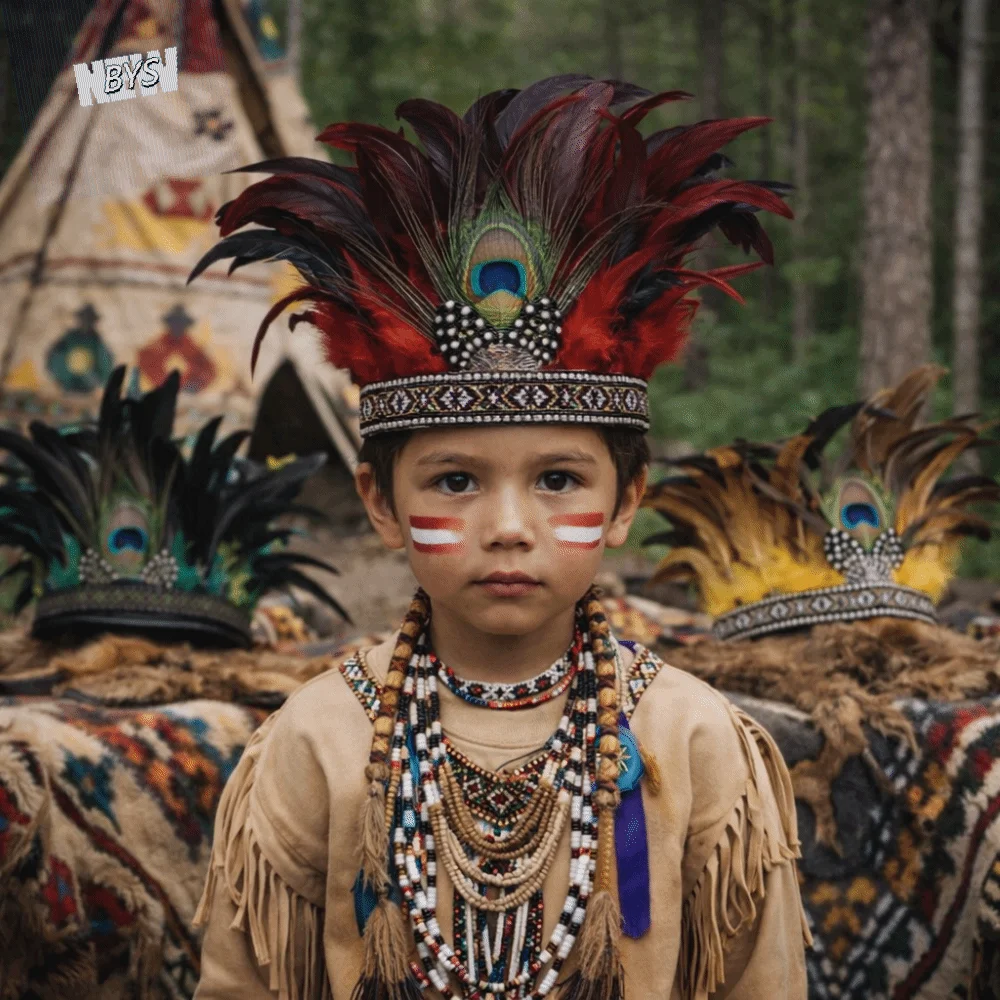 

Colorful Indian Feather Crown Headpiece Hair Accessories Indian Headband With Strap Fascinator Peacock Costume Headdress Show