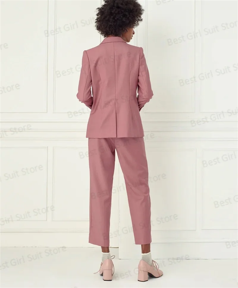 Designer Pink Women Suit Blazer Set 2 Piece Jacket+Pants Formal  Office Lady Wedding Tuxedo Tailor Made Elegant Coat Prom Dress