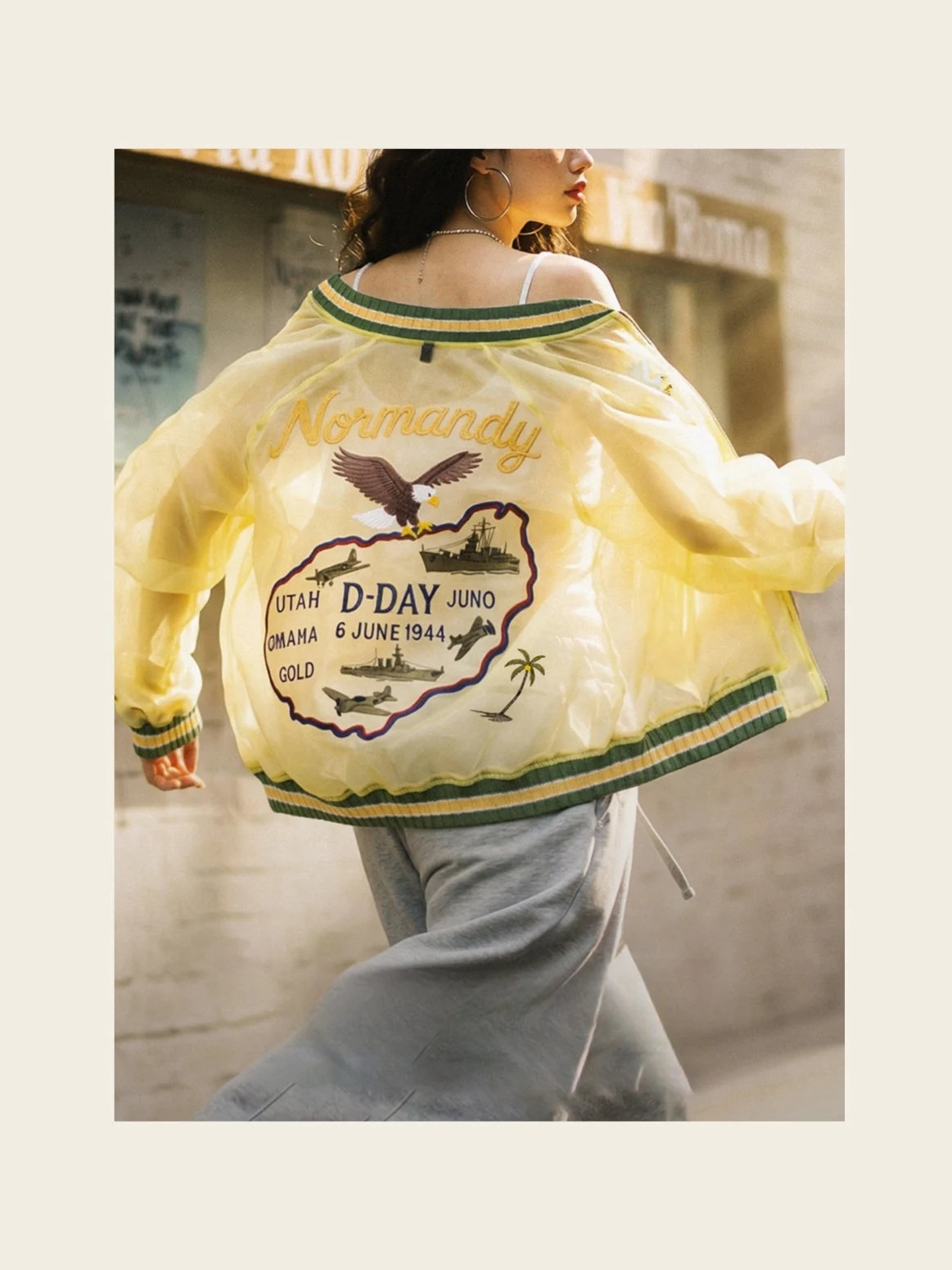 Breathable Hamashina Vintage American Women's Short Outerwear Otago Sun Protection Light Weight Transparent Embroidered Coat