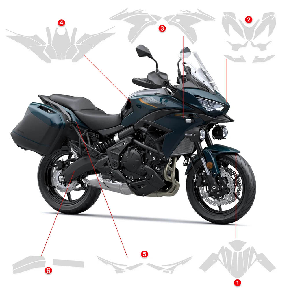 For Kawasaki Versys 650 2022-2026 Motorcycle Invisible Paint Protection TPU Versys650 Film Set Body Fairing Transparent Stickers