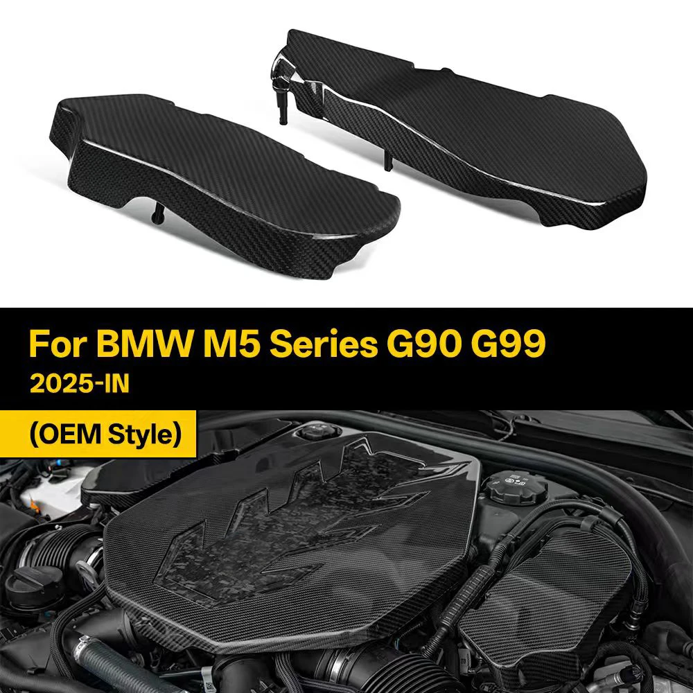 Real Dry Carbon Fiber Engine Rechts & Links Cover for BMW M5 Series G90 G99 OEM Style 2025-IN 2Pcs/Set
