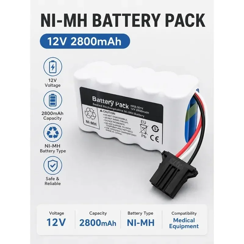 [NEW]  for Shanghai Optoelectronics ECG-2340 Multi-channel Electrocardiograph Battery NKB-301V 12V 2800mAh Replacement Battery
