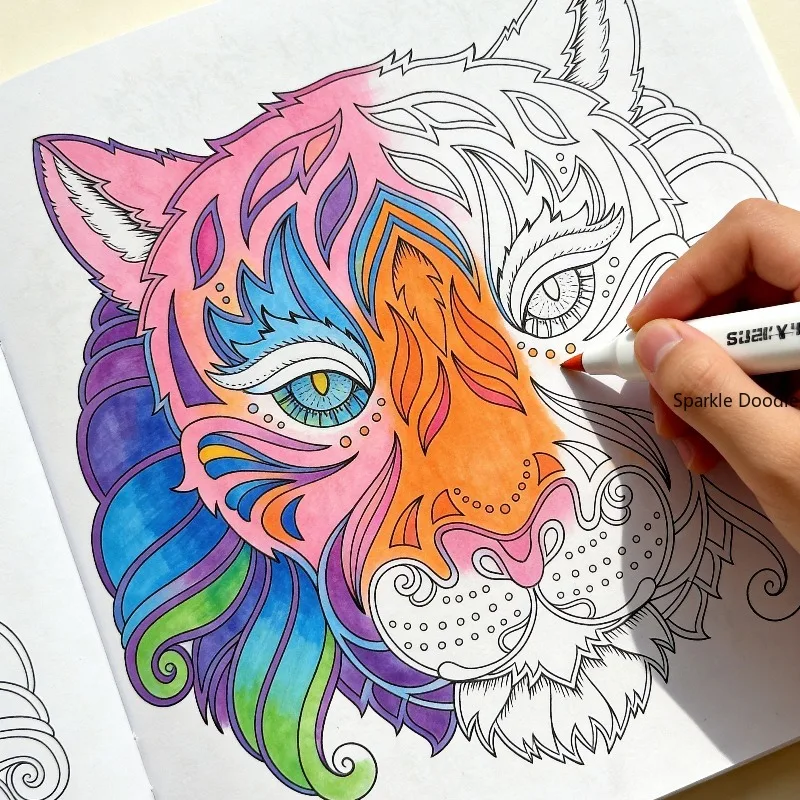 A Coloring Book of Animal Mandalas, 24 Animal Patterns,high-definition Hand Drawn Graffiti Book, Art Copying Album