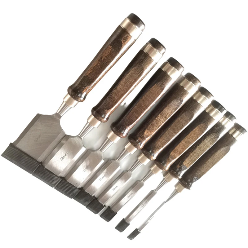 ชุดเครื่องมือแกะสลัก 8 ชิ้น ชุดสิ่วงานไม้ สิ่วอเนกประสงค์แบบแบน ด้ามไม้บีช เครื่องมือกลึง เครื่องมือแกะสลักระดับมืออาชีพ