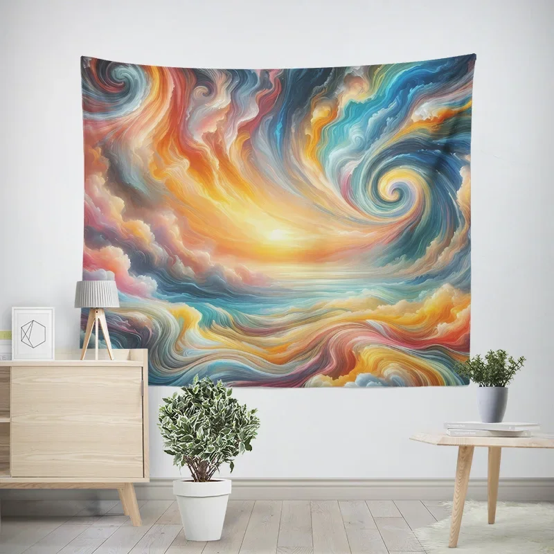 

Натуральный пейзаж, небо и горный гобелен, пейзаж, настенное искусство, вечерние украшения для гостиной, спальни, гобелен 180x280 см