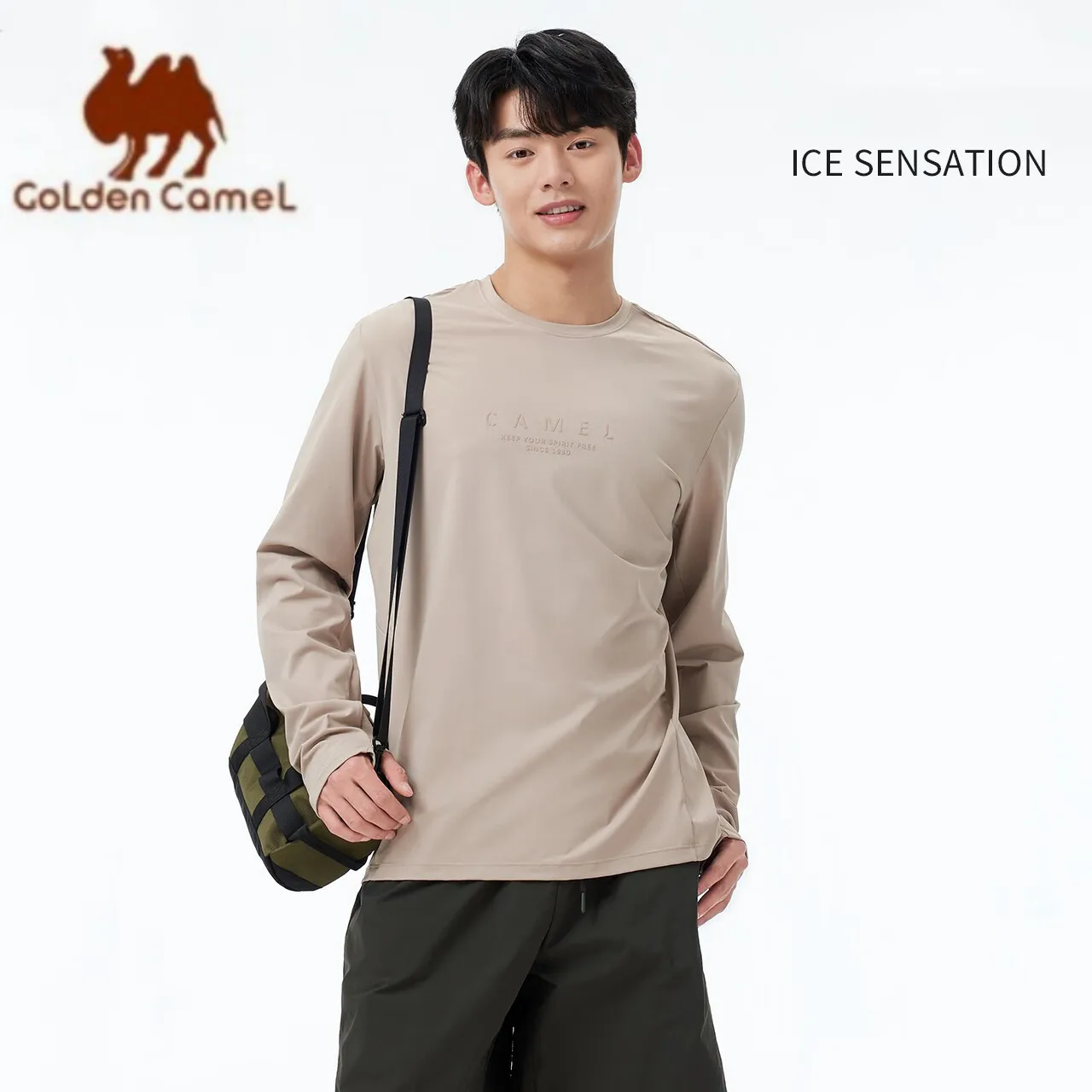 Camisetas GOLDEN CAMEL para mujer y hombre, camisetas deportivas de punto con cuello redondo, camisetas de manga larga, chaquetas transpirables con protección solar de secado rápido