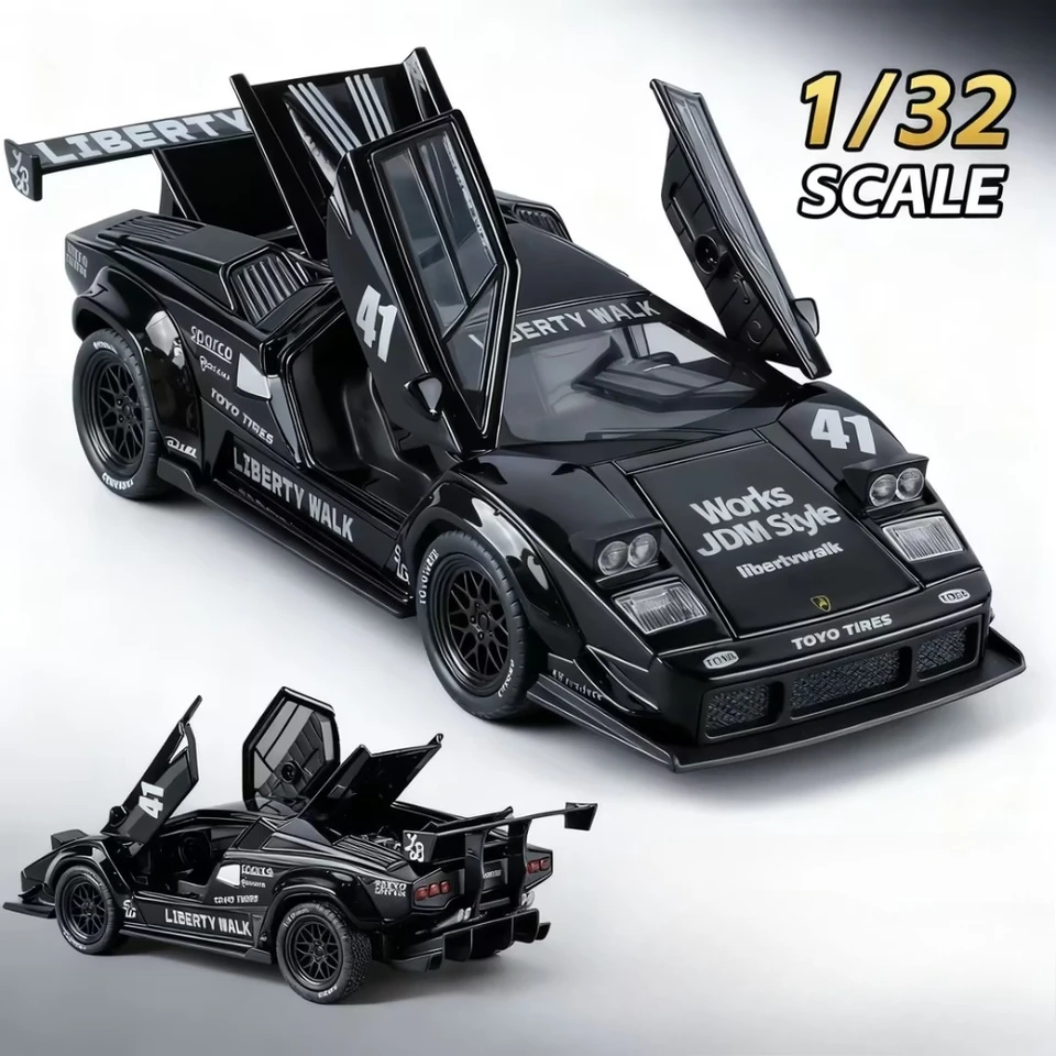Lamborghini Countach & Revuelto 2台セット 1:32 Countach LBWK Revuelto Sports Car Model Toy Alloy Body Doors
