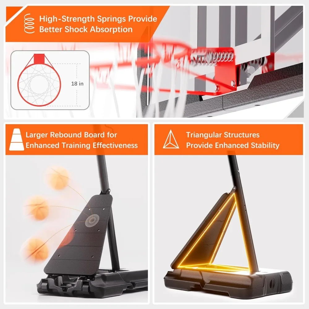 In hoogte verstelbaar basketbalsysteem voor buiten - 10ft stalen frame, 45-48 inch bord, draagbaar hofdoel