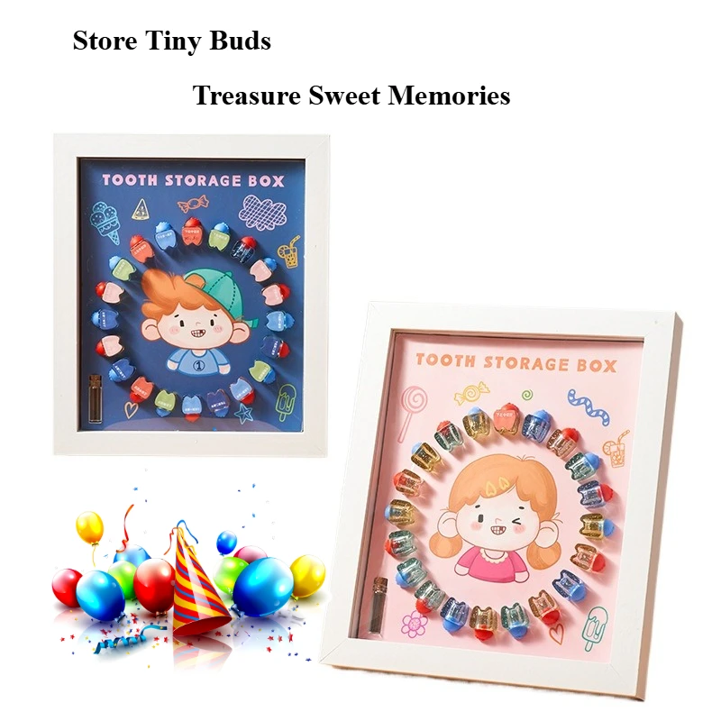 Treasure baby's sweet growth memories! Wooden crystal tooth box with lanugo hair storage, keepsake for boys & girls