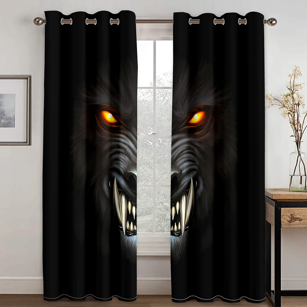 Dark Animal Skeleton Pattern Cool Boy Bedroom Living Room Balcony Home Decoration Curtains