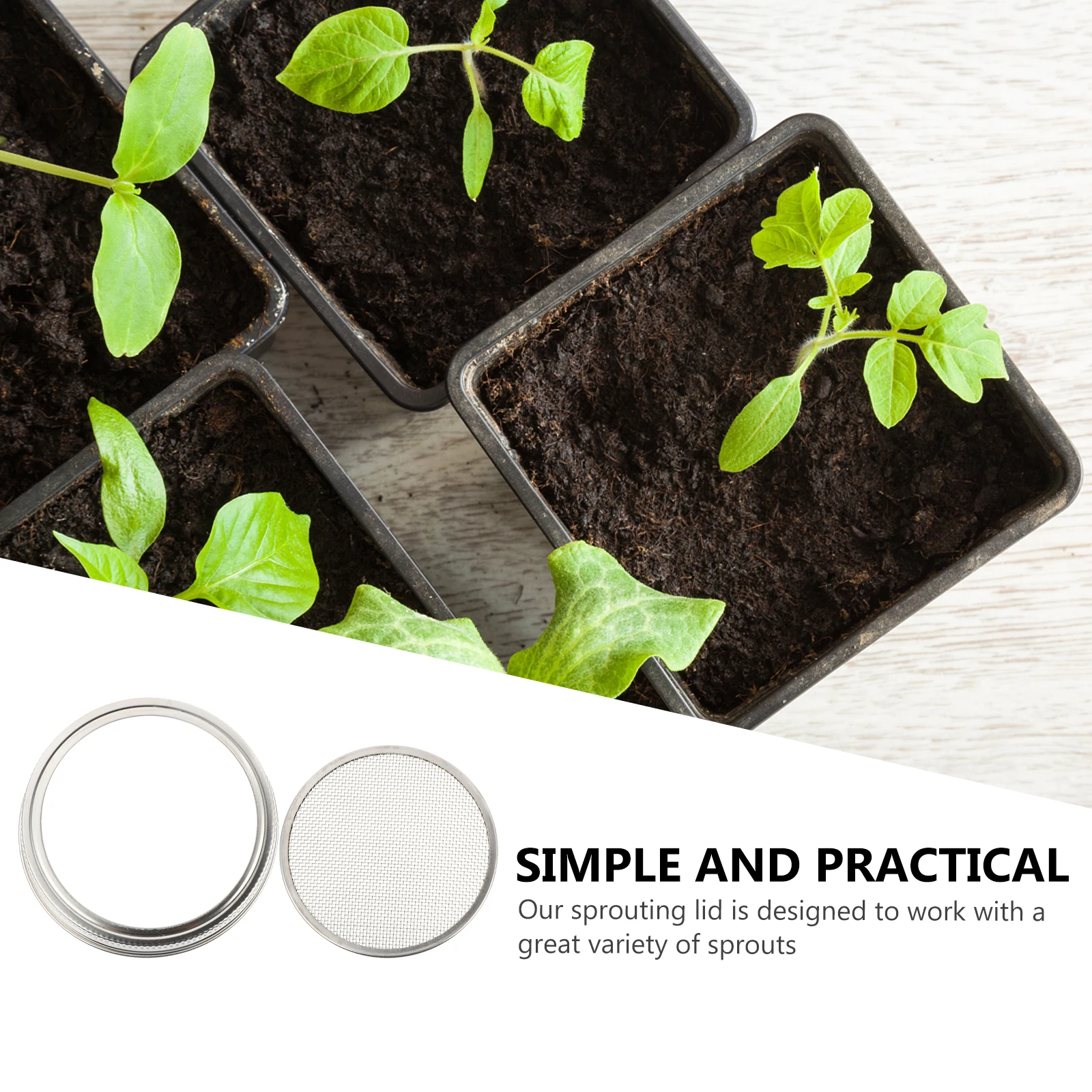

3 pcs Stainless Steel Sprout Lids for Mason Jars Wide Mouth Strainer Screens Perfect for Canning Gardening Easy Clean