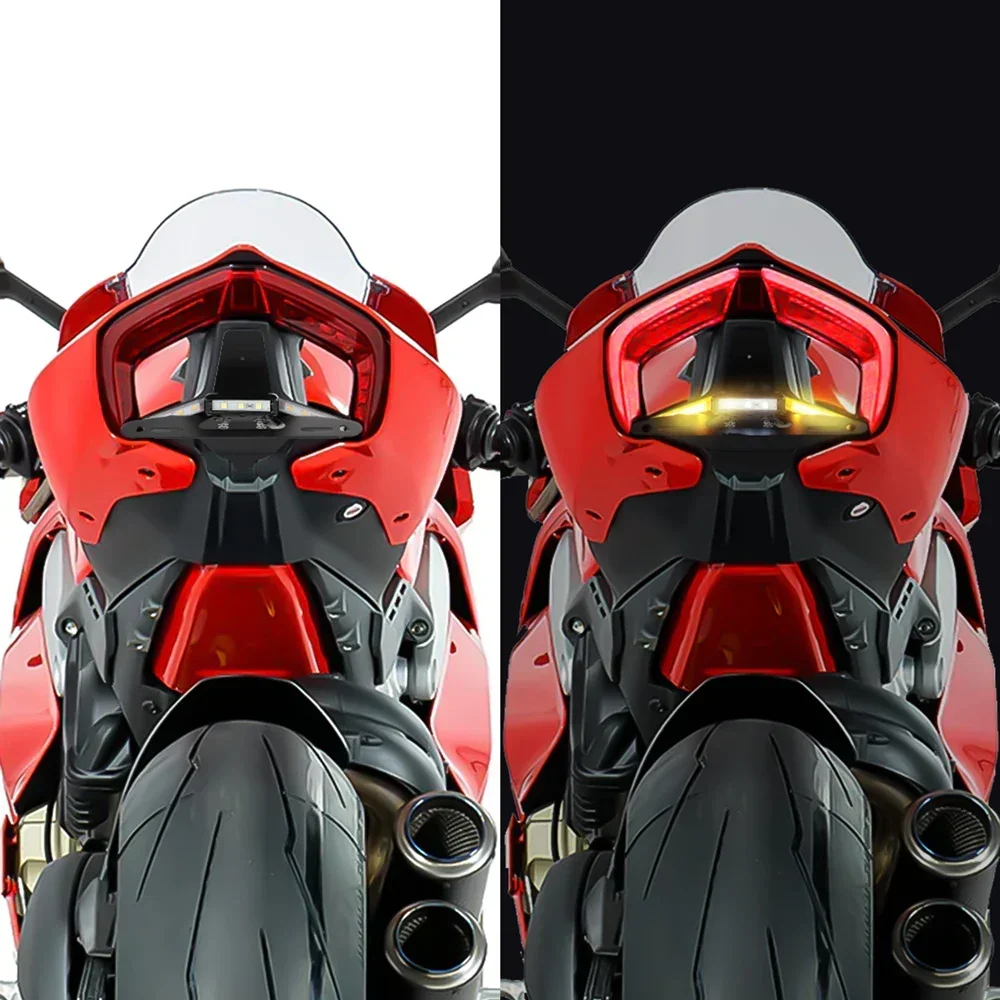 Voor Ducati Panigale V4 2018-2021 Tail Tidy Fender Eliminator Motorfiets Kentekenplaathouder Geïntegreerde Led Richtingaanwijzer Pc