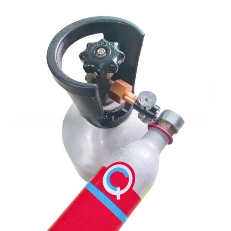 CO2 Quick Refilling Adapter Metal Texture Safe with Pressure Gauge for Sodas Machines Suitable for Cylinder Refilling