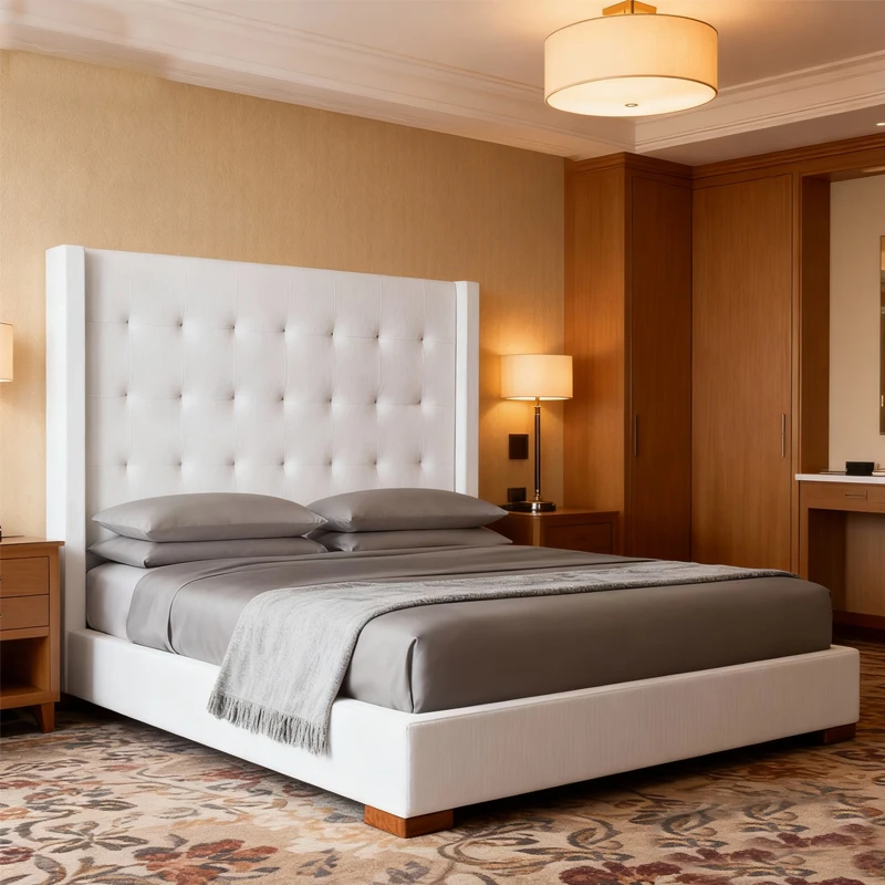 Luxury Home Bedroom Bed Modern Hotel Room Bed Villa Guest Room Bed Set Resort Guest Room Furniture Apartment Bedroom Furniture