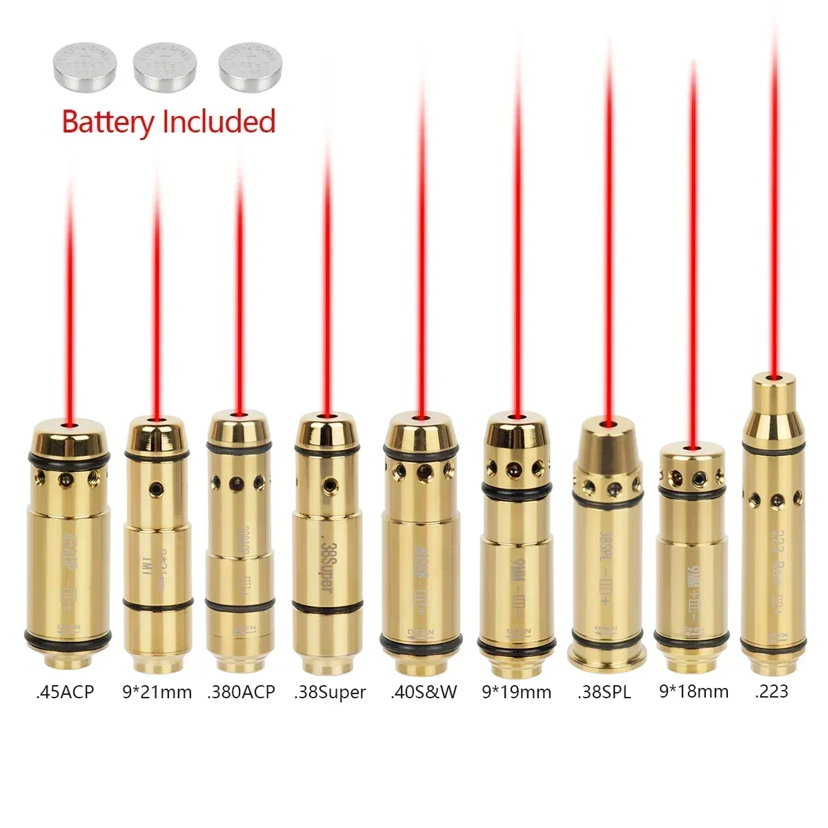 Hunting 9mm Dry Fire Training Laser Bullet Boresighter For Glock 17 19 43 380 ACP .223Rem 40S&W Cartridge Red Laser Bore Sight