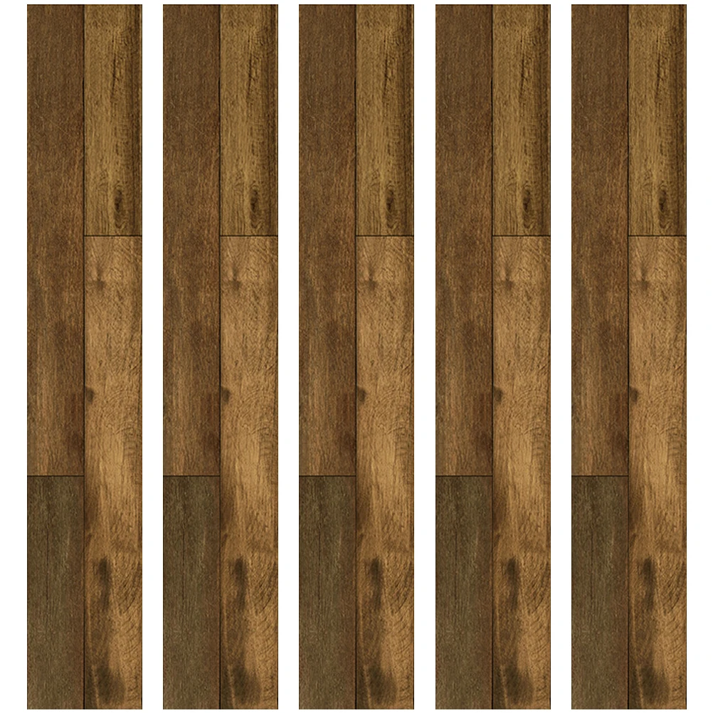 

5 Pcs Beige Wood Grain Floor Stickers Tile Peel and Self Adhesive Tiles Laminate Planks