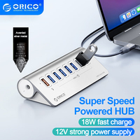 ORICO Aluminum USB 3.2 HUB SuperSpeed Powered PD18W Charger Type C Splitter With Power Adapter for MacBook PC Accessories