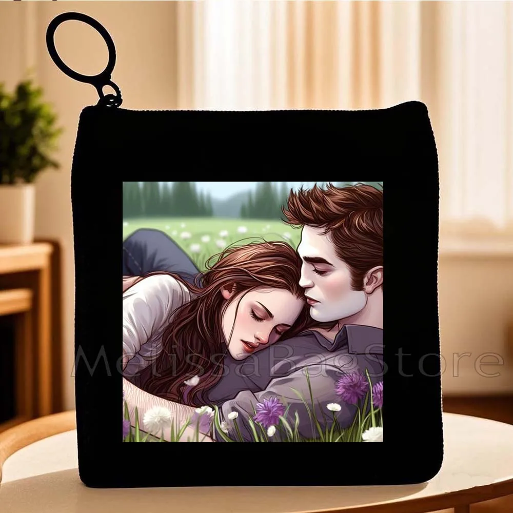 Klassieke film The Twilight Saga Edward en Bella Teen Wolf Fan Gift Canvas portemonnee tas kleine vierkante sleutelkaart tas portemonnee etui