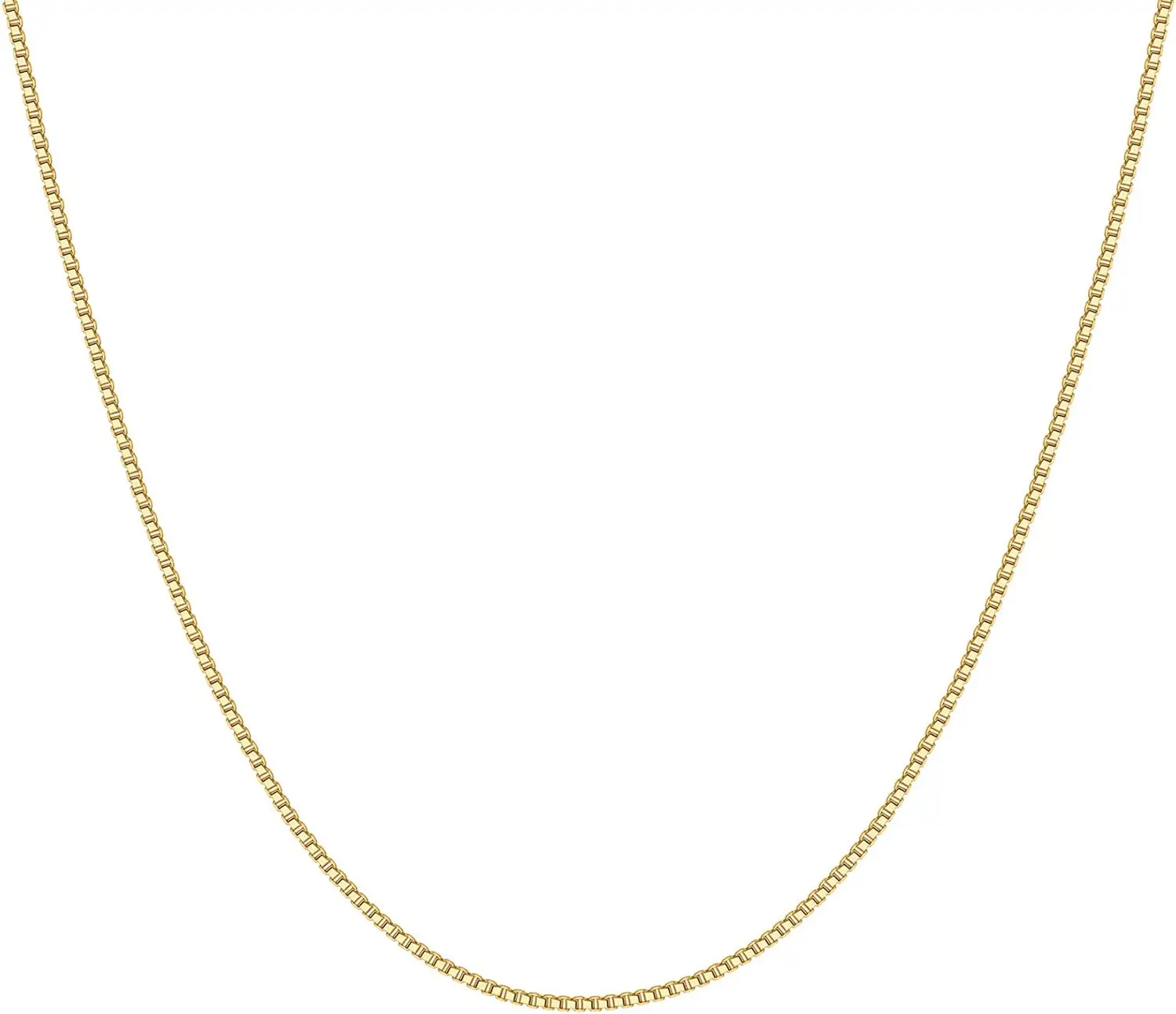 

14K Gold Plated Adjustable Link Chain Necklace for Women | Box Rope Sphere Bead Serpentine Anchor