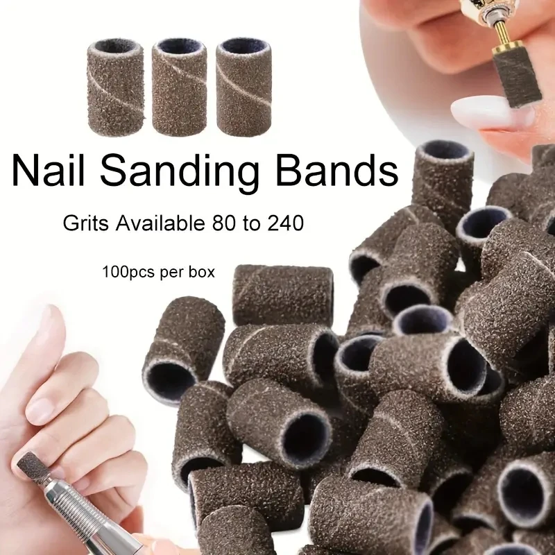 400 Stück Nagelschleifbänder für Nagelbohrer, Nagelschleifbänder, Feile mittlerer Körnung + gratis Zebra-Braunbohrer mit 2 Dorns