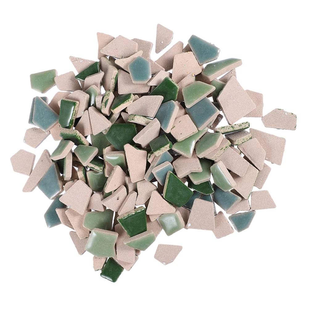 

400 G Mosaic Ceramic Shards Tiles for Crafts Construction Glazed Green DIY Patches