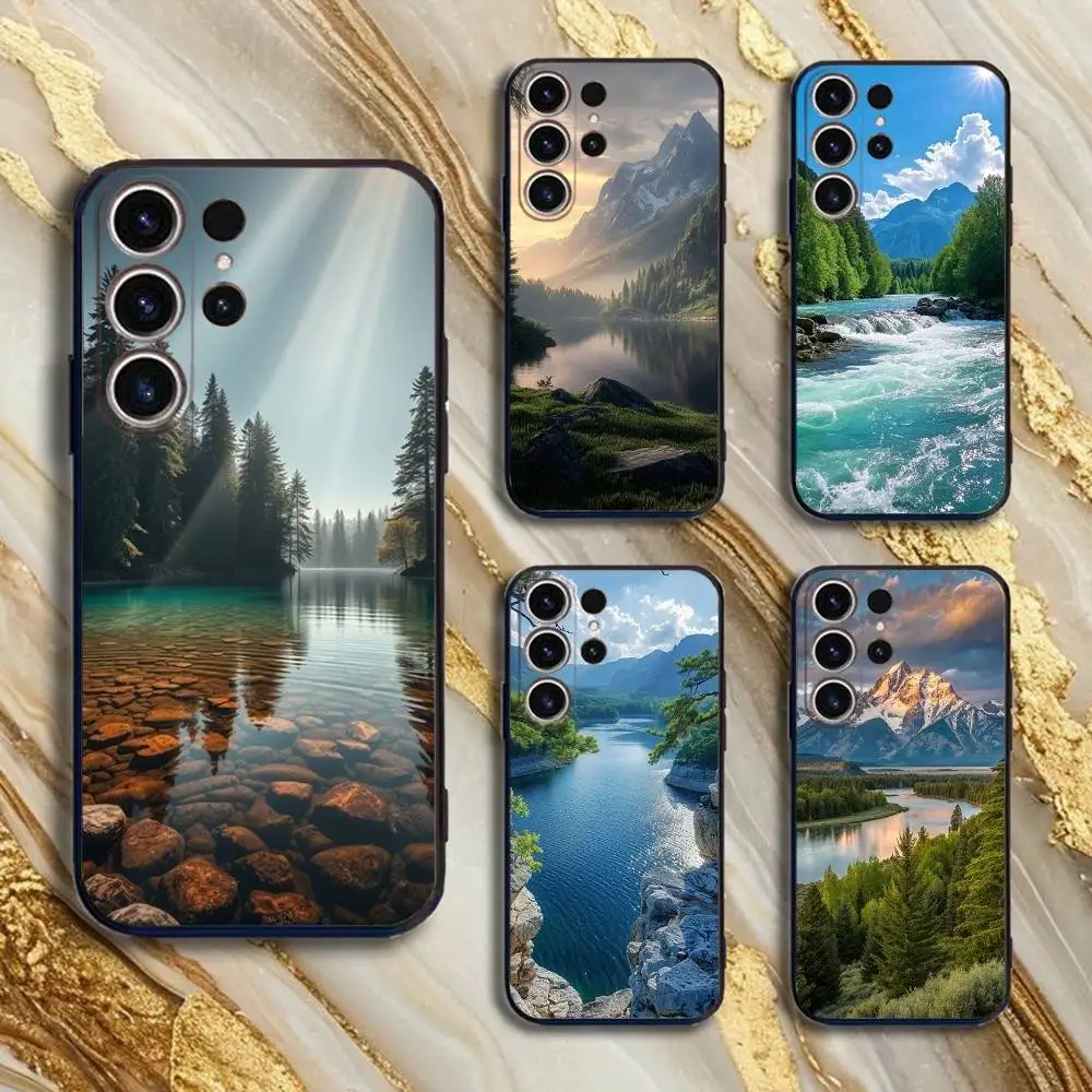 

Mountains Nature Phone Case For SamsungS25,24,21,22,23,30,Ultra,20,Plus,Fe,Lite,Note,10,9,5G Black Cover
