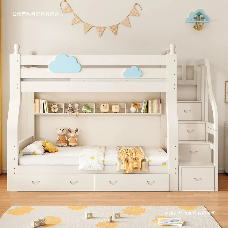 Upper and lower beds Bunk beds Solid wood high and low beds Adult multi-functional small apartment Children's  Upper and low