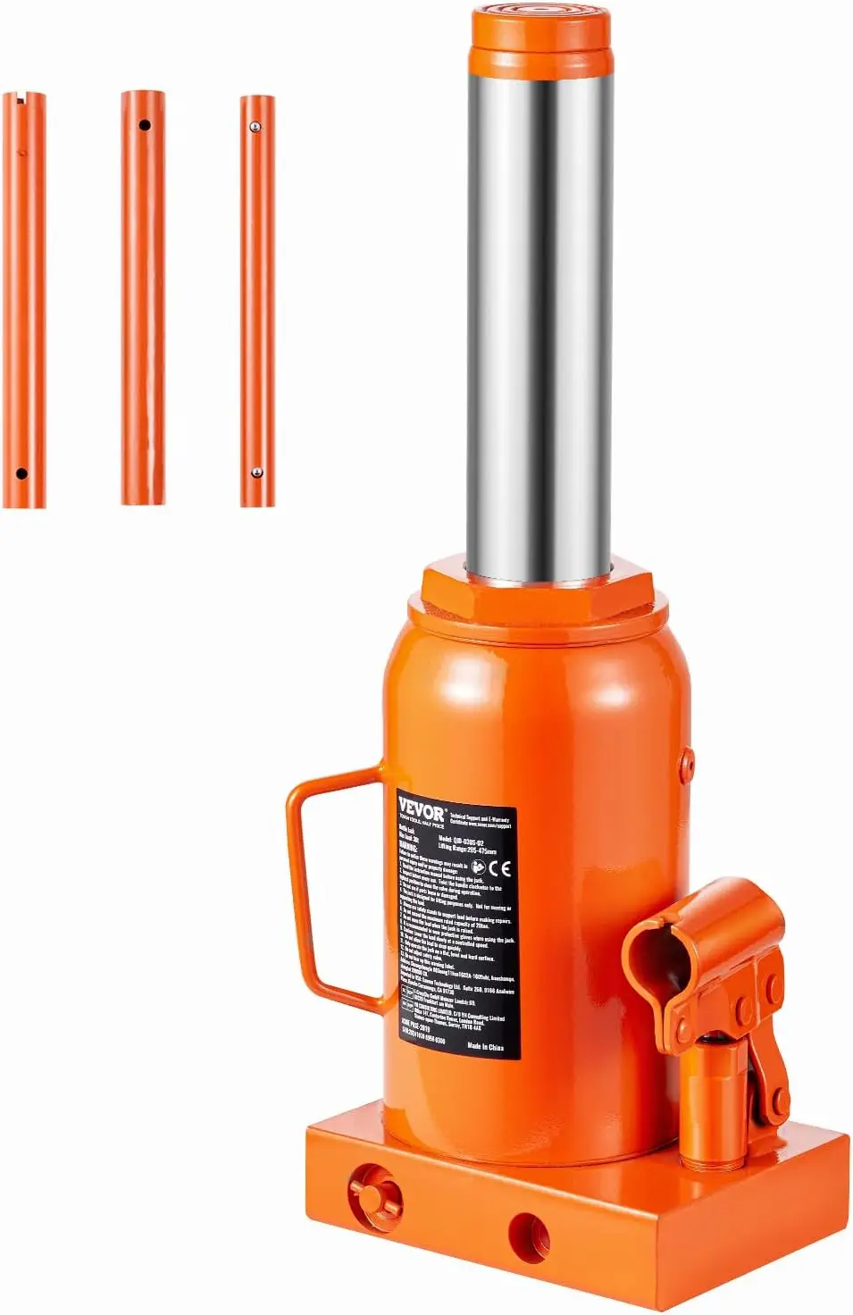 

30 Ton Hydraulic Bottle Jack with 11.22''-18.66'' Lifting Range & Long Handle for Car, Truck, RV, Auto Repair and Industrial Use