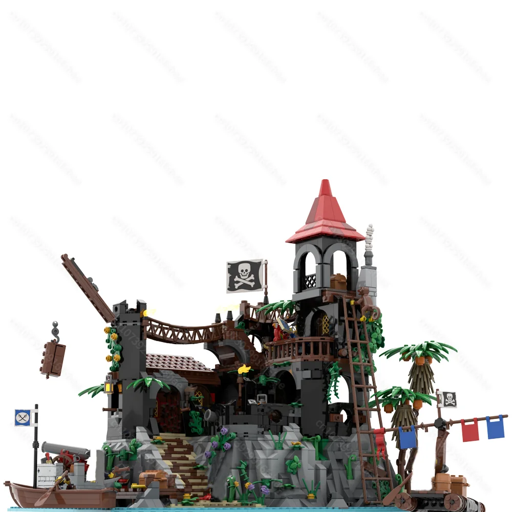 New 2446PCS medieval Pirate Series MOC Rock Island Refuge DIY creative ideas children Toy birthday Gift building blocks MOC-6273