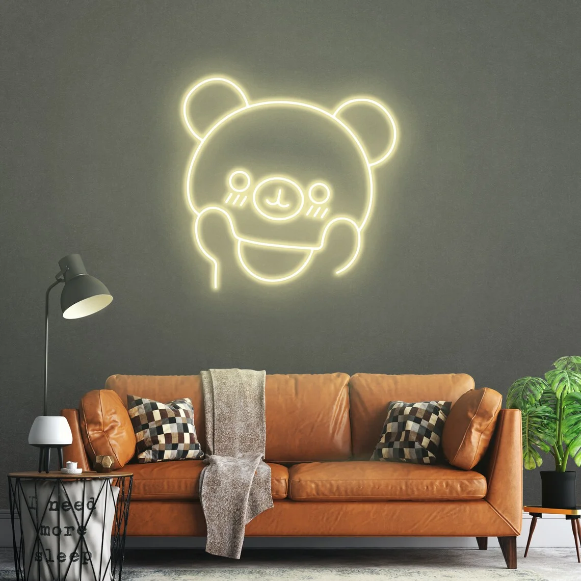 Cute Bear Neon Sign Handcrafted Anime For Playful Kids Room Decor Nursery Ambiance And Toy Store Delight Neon Decor