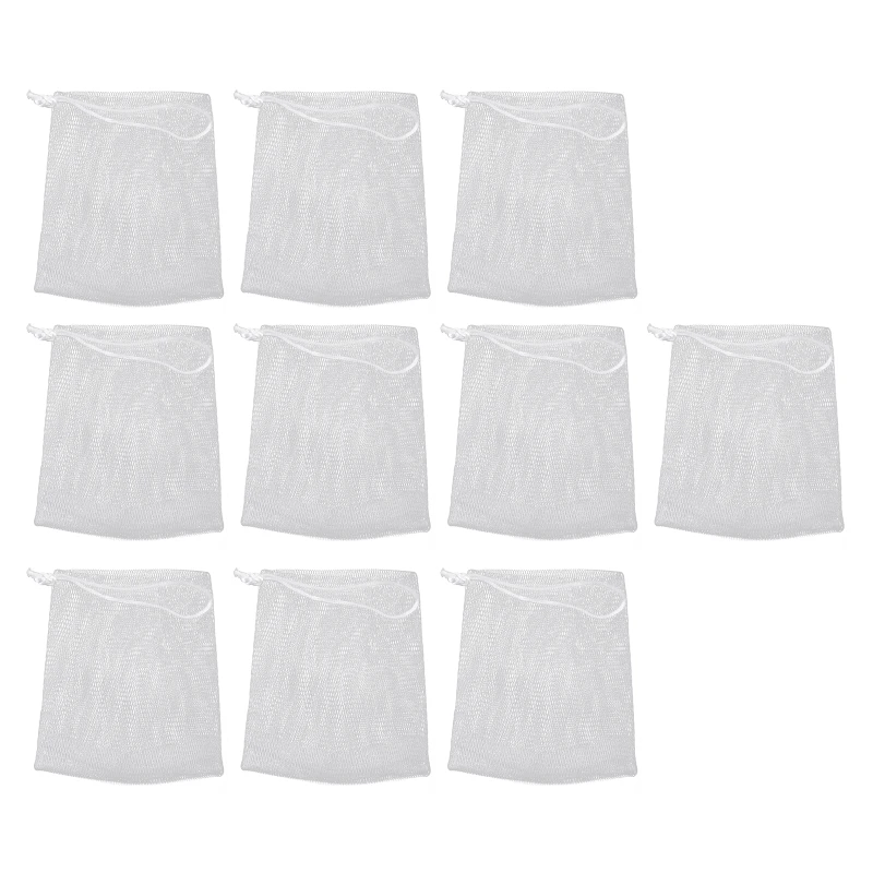 10PCS Exfoliating Mesh Soap Bubble Foam Double Layer Net Soap Saver Bag Drawstring Holder Bags Dropship