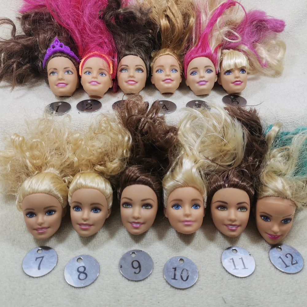 B20-2 Original Foreign Trade European Beauty1/6 OOAK NUDE Doll Head Mussed White Curly Hair for DIY Soft PVC Head  90%NEW B