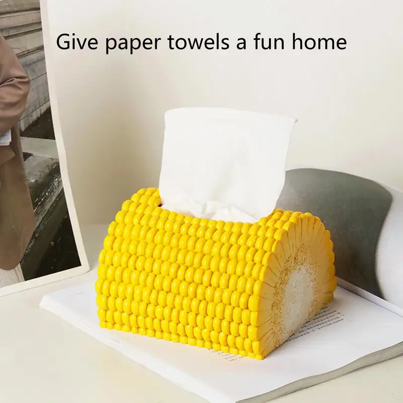 

Funny Tissue Box Cover Corn Funny Tissue Box Holder Wide Opening Resin Decorative Tissue Box For Home Bathroom Bedroom