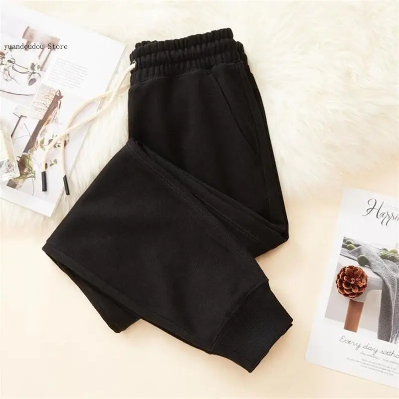 Loose Casual Trousers Female Autumn Winter Bundle Foot Harem Pants Women's Cotton Straight Pants Fleece Thicken Warm Sweatpants