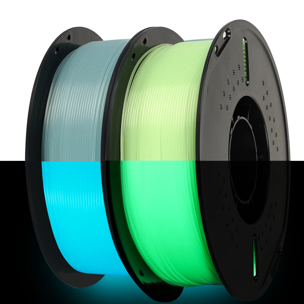 KINGROON Leuchtendes PLA-Filament 1,75mm 1kg 2kg, Grün-Blau Leuchtet im Dunkeln 3D-Drucker-Filament Leuchtendes Farbwechsel-PLA-Kunststoff, Optimal für UV-Lampen, Passend für die Meisten FDM
