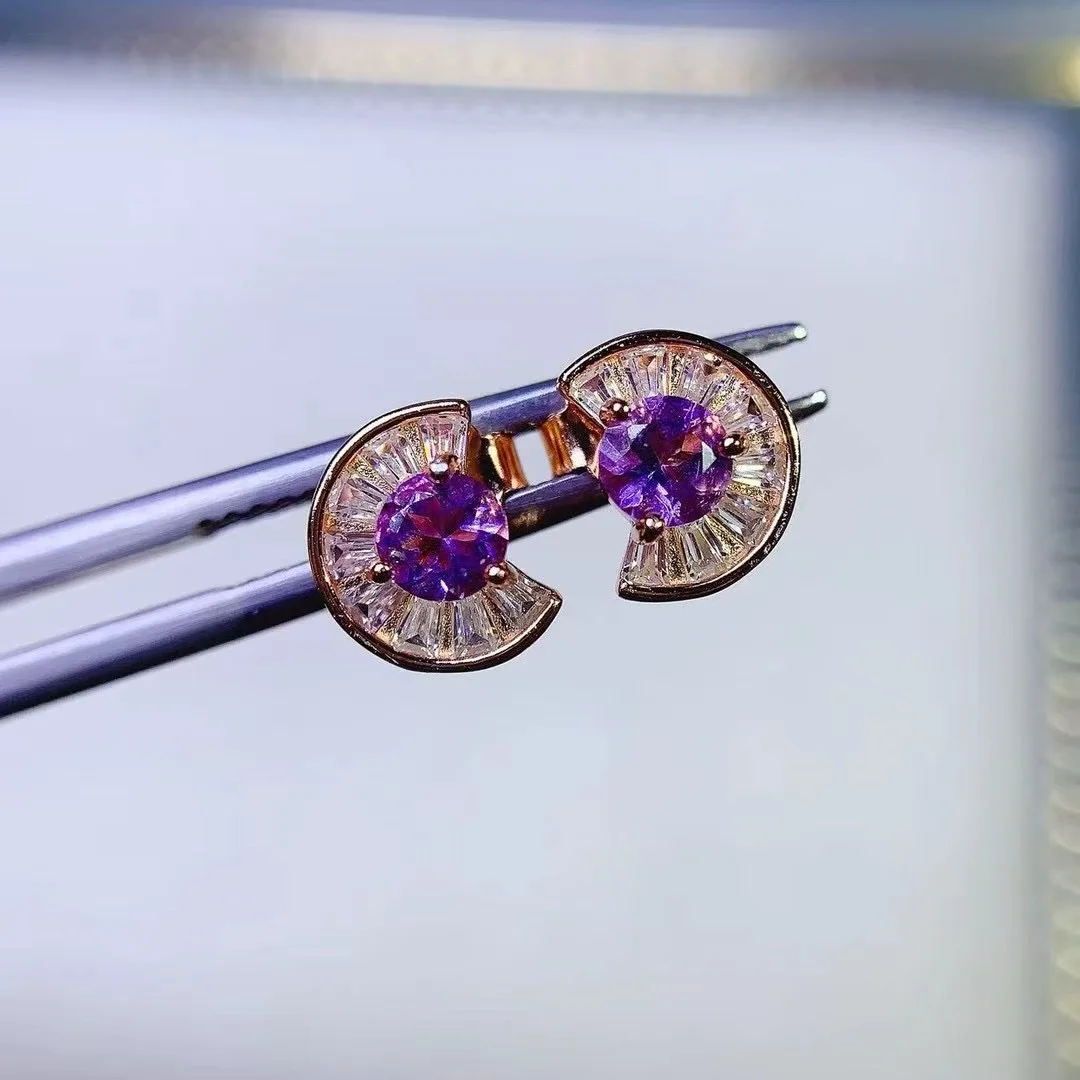 

KJJEAXCMY High End Women's Earrings Natural Amethyst S925 Silver with Electroplating Boasting High Clarity Full Brilliance