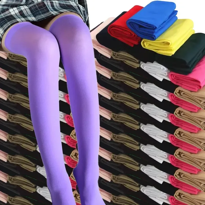 Elegant Sexy Silk Stockings Women Elastic Velvet Overknee Sock Lady Multiple Colors Acrylic Long Tube Socks Decorative Hosiery