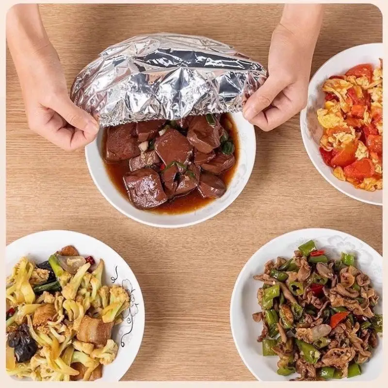 New 10Pcs Reusable Aluminum Foil Bowl Cover Food Grade Refrigerator Accessories Food Insulation Cover Kitchen Tools
