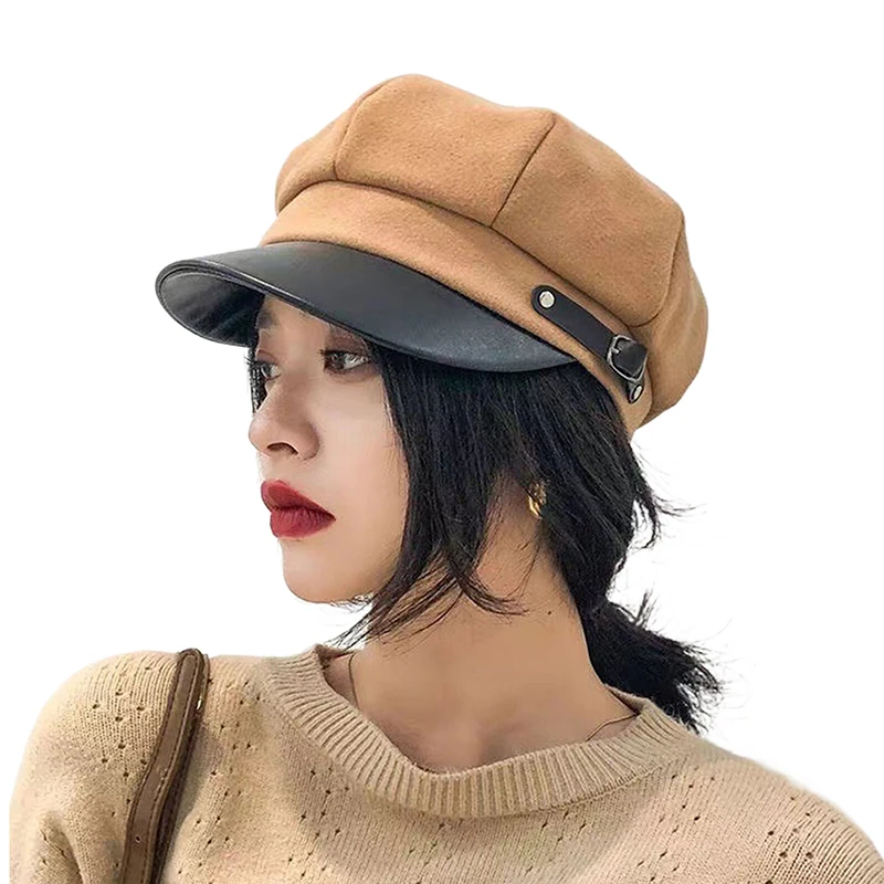 Neue Vintage-Baskenmütze Newsboy-Hut Verstellbare Herbst-Winter-Mütze Baskenmütze Achteckige Kappe Weiche Wollmütze für Damen Baskenmützen Malermütze