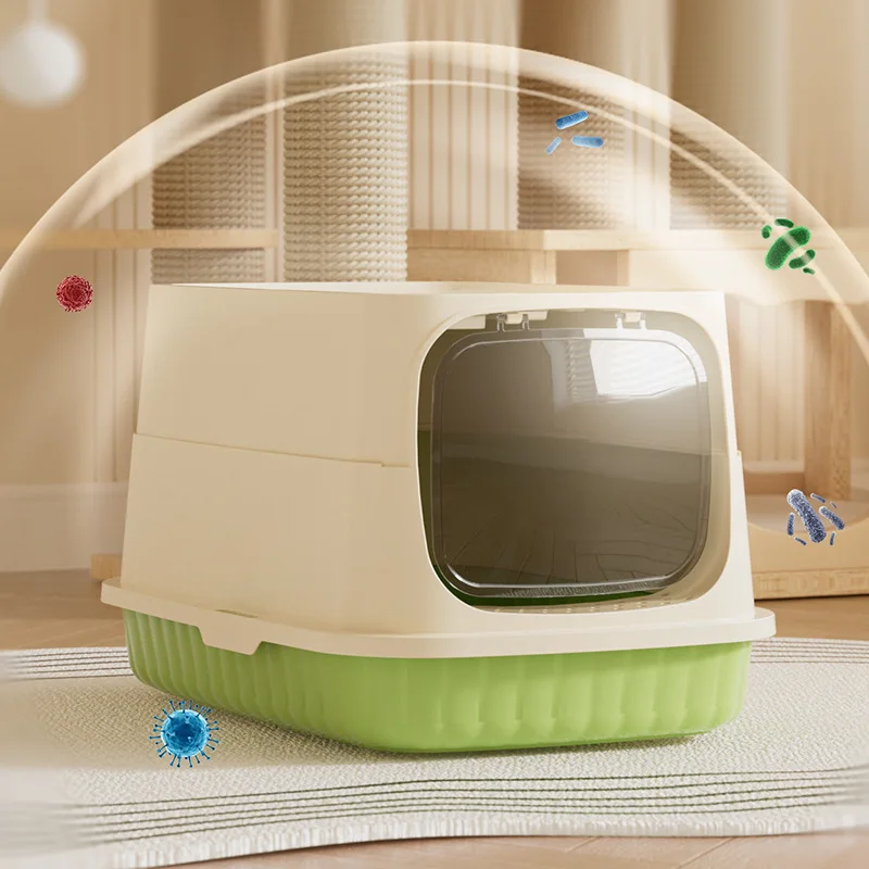 

Extra Large Fully Enclosed Odor-Proof and Spill-Proof Cat Litter Box, Portable and Foldable, Handheld Cat Toilet