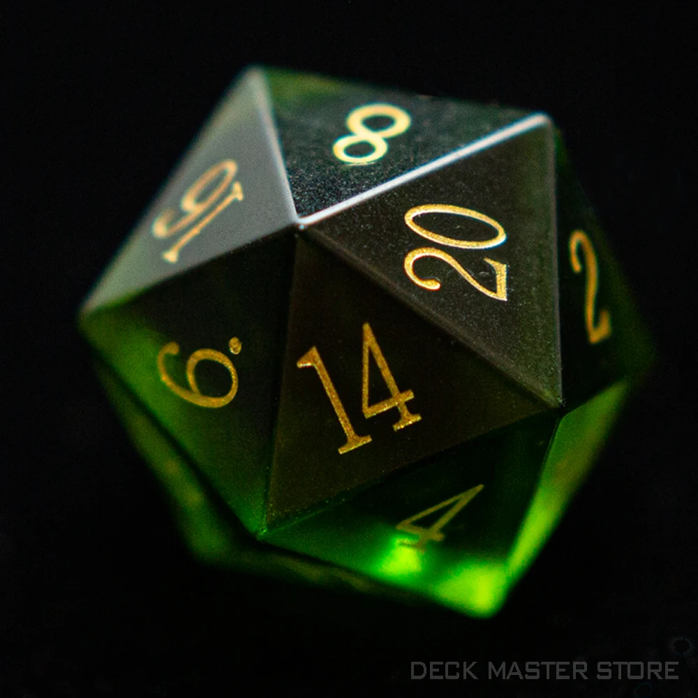 Green Glass Dice Polyhedral Gemstone Various Shapes Digital D20 DnD Dice for D&D TRPG Tabletop Games Board Games Dice