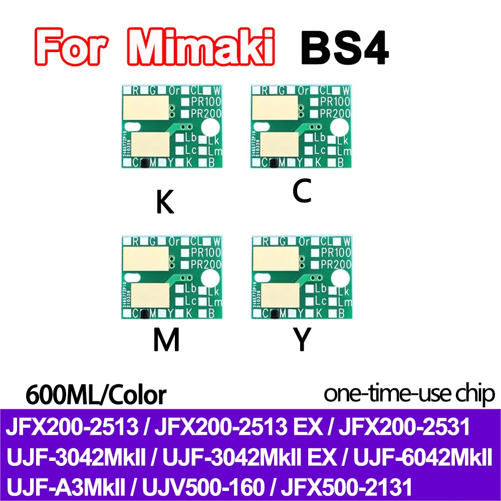 Botella de tinta BS4 de 600ML, Chip desechable para Mimaki JFX200-2513 JFX500-2131 UJF-3042 UJF-6042 UJF-A3 UJV500-160 JFX200-2531